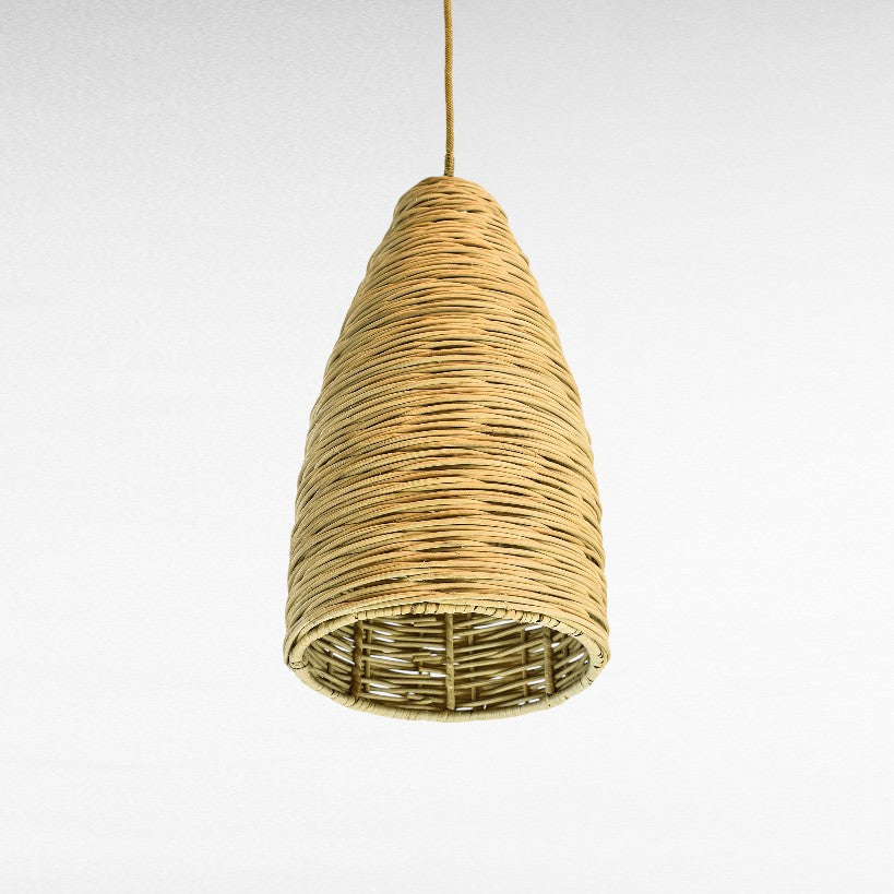 Chora Barefoot Luxury Living natural rattan cone pendant light, handmade, eco-friendly, Φ20 x H42 cm
