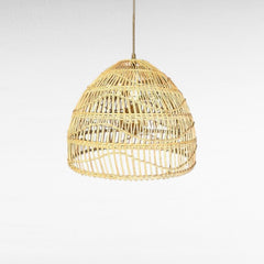 Chora Barefoot Luxury Living natural rattan bell dome pendant light, handwoven with open weave pattern, 40cm diameter.