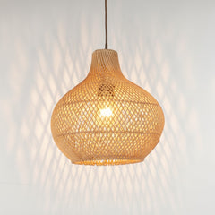 Chora Barefoot Luxury Living natural rattan pendant light, onion shape, double layer weave, 60cm diameter