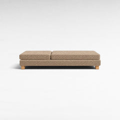 Chora Barefoot Luxury Living rope daybed with a textured beige woven finish and low wooden base