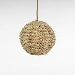 Chora Barefoot Luxury Living spherical knotted cotton rope pendant lamp, natural beige texture, 30cm diameter.
