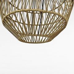 Chora Barefoot Luxury Living natural color rope pendant light with geometric weaving, 50cm diameter, 90cm height.