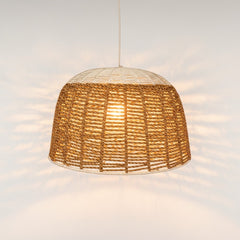 Chora Barefoot Luxury Living handmade pendant light, natural and off-white rope, dome shape, 100cm diameter, 70cm height.