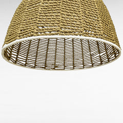 Chora Barefoot Luxury Living handmade natural and off-white rope pendant light shade, 100cm diameter, 70cm height.