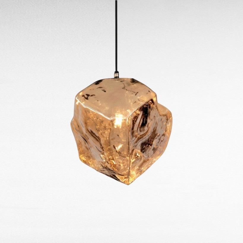 Chora Barefoot Luxury Living rose gold glass rock shaped pendant light, 30cm
