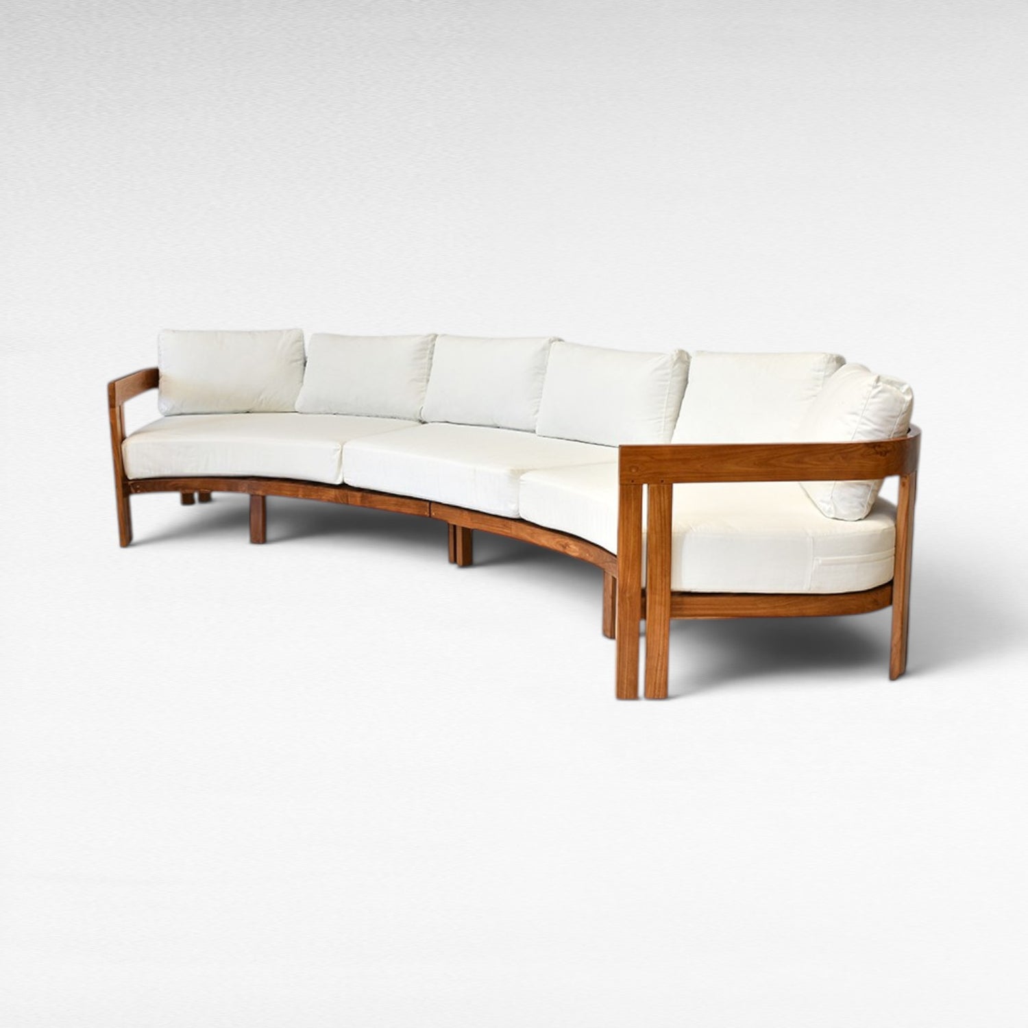 Chora Barefoot Luxury Living round teak sofa set with white cushions, D100 cm