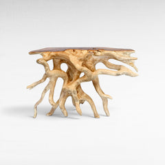 Chora Barefoot Luxury Living natural suar wood console table with unique root base, W120 D50 H80 cm