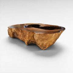 Chora Barefoot Luxury Living suar wood coffee table with natural hollow and rich grain patterns, 210cm wide.