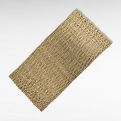 Chora Barefoot Luxury Living rectangular synthetic rattan carpet in natural and white tones, 120x60cm.