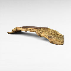 Chora Barefoot Luxury Living bleached and natural teak wood coffee table with unique live edge and rustic texture.
