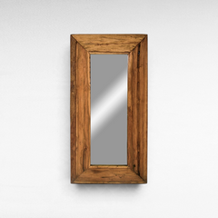 Chora Barefoot Luxury Living handcrafted rectangular teak wood mirror with a natural grain finish.