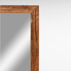 Chora Barefoot Luxury Living large rectangular wall mirror with a rustic reclaimed teak wood frame