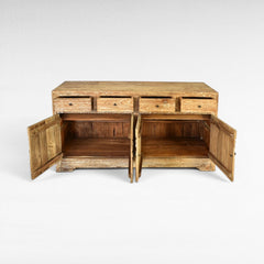 Chora Barefoot Luxury Living light wood buffet with 4 drawers and 4 doors, rustic finish, W160 D45 H85 cm