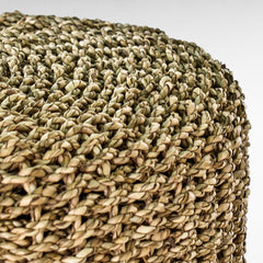 Chora Barefoot Luxury Living natural woven grass stool with a textured braided design