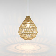Chora Barefoot Luxury Living handmade natural color geometric woven pendant light, 50cm diameter, 90cm height.