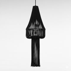 Chora Barefoot Luxury Living black cotton rope chandelier pendant light with tassel detail