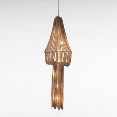 Chora Barefoot Luxury Living natural rope chandelier pendant light with tiered fringe detail