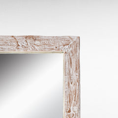 Chora Barefoot Luxury Living whitewashed teak wood mirror, 80x100cm, with natural grain texture and coastal elegance.