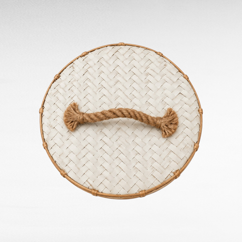 BAMBOO BASKET WITH LID Φ30 |Η32 CM  (H with lid)
