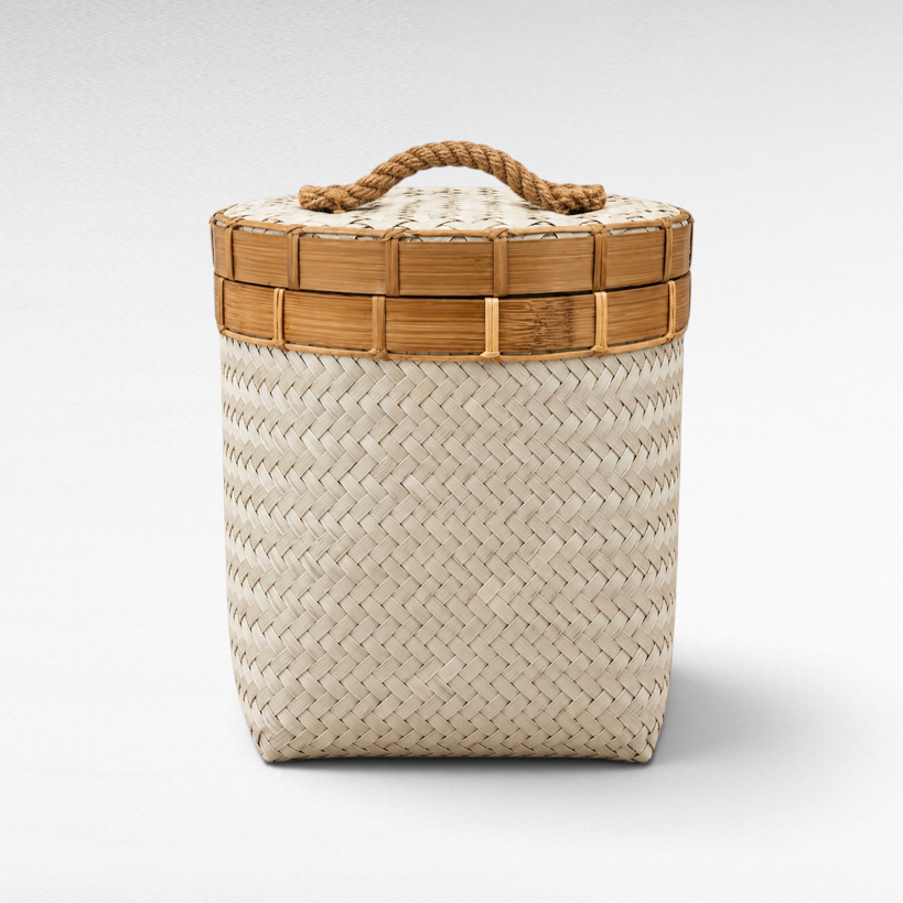 BAMBOO BASKET WITH LID Φ20 |H23 CM  (H with lid)