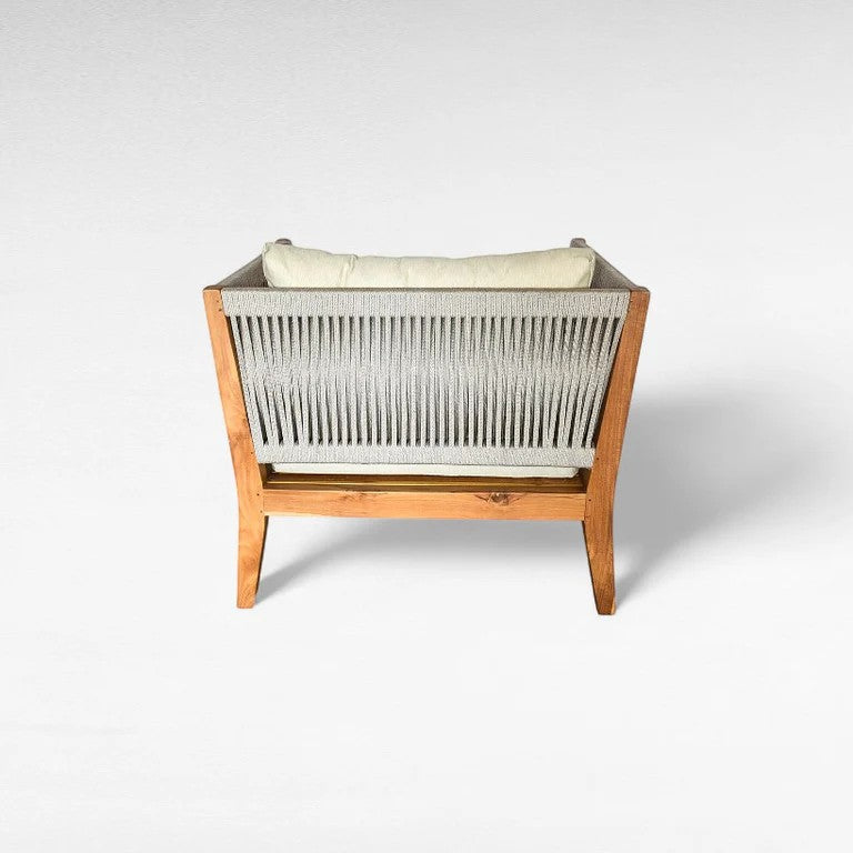 TEAK WOOD RELAX ARMCHAIR WITH SYNTHETIC ROPE W60 |D70 |H75 cm