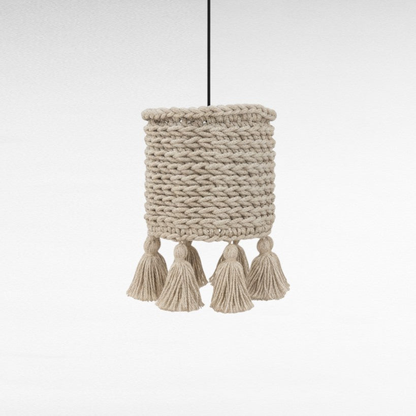ROPE HANDWOVEN CYLINDER SHAPE WITH TASSELS Φ35 |H47 cm