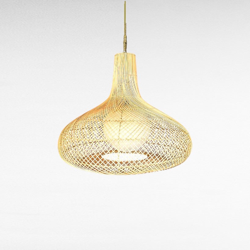 NATURAL RATTAN BULBOUS SHAPE WITH POLYESTER SPHERE Φ90|H80 cm