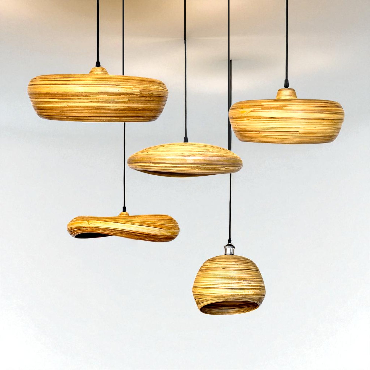 NATURAL LAYERED BAMBOO HALO SHAPE Φ30 |H30 cm