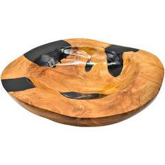 TEAK BOWL BLACK RESIN BLACK 30x25x9cm - Chora Mykonos