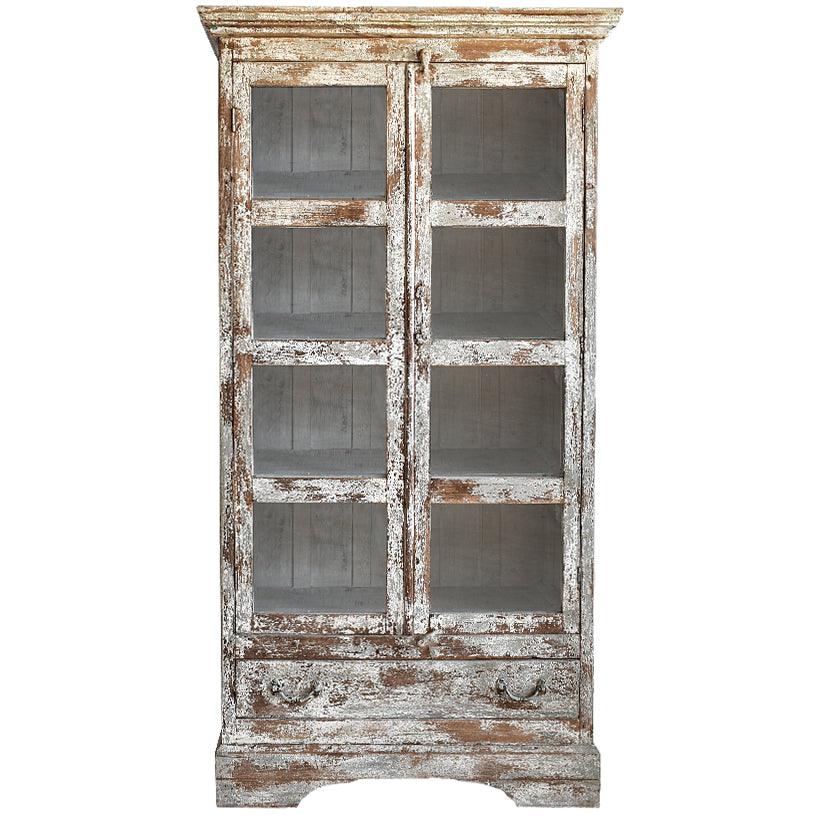 WOODEN CABINET WITH GLASSES 86x42x180cm - Chora Mykonos
