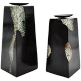 CANDLE HOLDER BLACK SET OF 2 - Chora Mykonos