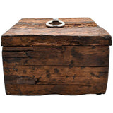 ROUGH WOOD SQ. BOX WITH SILVER 36x36x22,5cm - Chora Mykonos