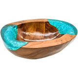 TEAK BOWL RESIN TURQUOISE 30x25x9cm - Chora Mykonos