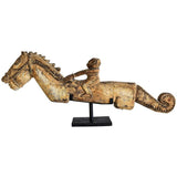 ANTIQUE WOODEN RIDER WITH STAND 90x10x40cm - Chora Mykonos