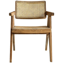 DINING CHAIR VIENNA STRAW RATTAN & WOOD 56x50x80cm - Chora Mykonos