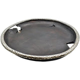 SET OF 3 DECOR TRAYS SUAR WOOD BLACK & SILVER - Chora Mykonos