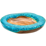 TEAK BOWL RESIN TURQUOISE 34x35x6cm - Chora Mykonos