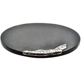 DECOR TRAY SUAR WOOD BLACK & SILVER - Chora Mykonos