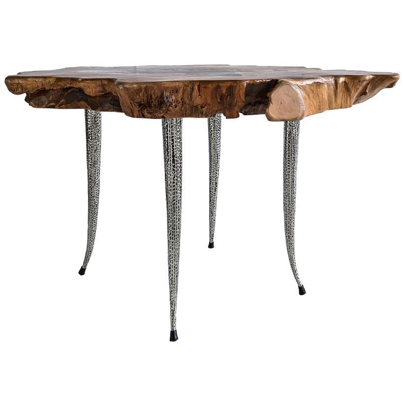 DINING TABLE SUAR WOOD W/ STAINLESS STEEL LEGS