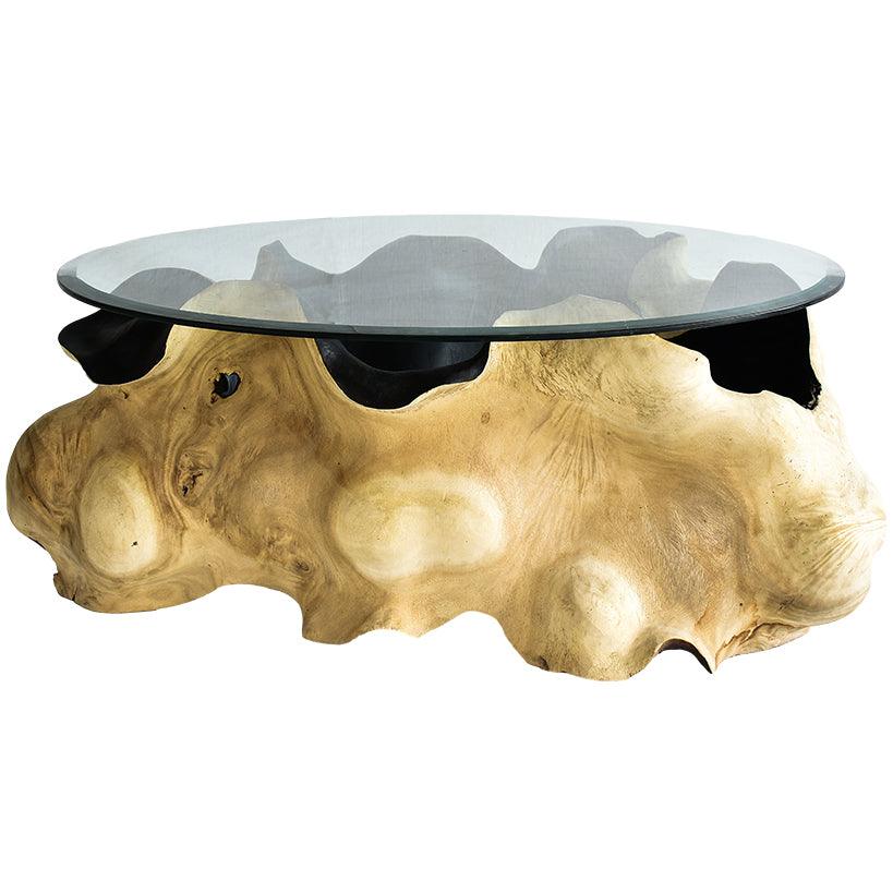 COFFEE TABLE WITH GLASS - Chora Mykonos