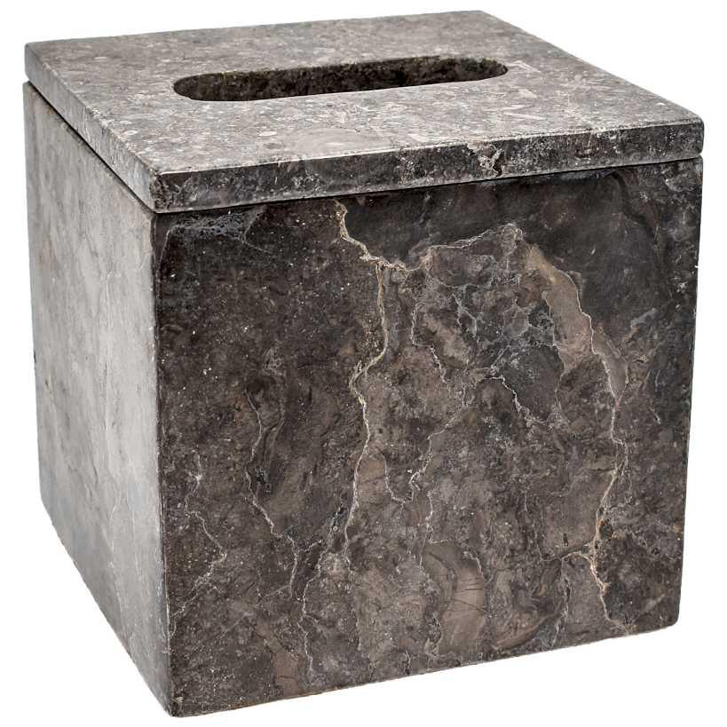 BATHROOM NAPKIN HOLDER MARBLE DARK GREY 15x15x15cm Chora Mykonos