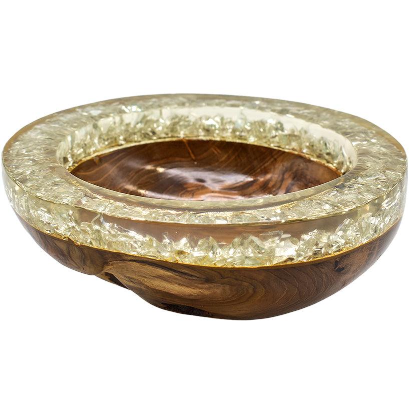 TEAK BOWL RESIN WHITE 30x25x9cm - Chora Mykonos