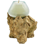 BLOWN GLASS CANDLE / NATURAL ROOT 15x13x17cm