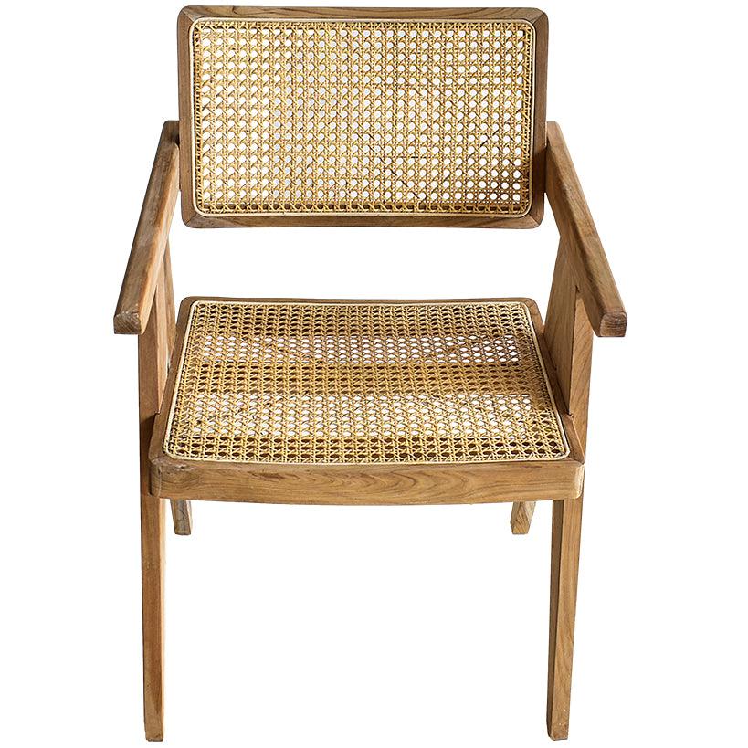 DINING CHAIR VIENNA STRAW RATTAN & WOOD 56x50x80cm - Chora Mykonos