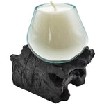 BLOWN GLASS CANDLE / BLACK ROOT 15x12x13cm