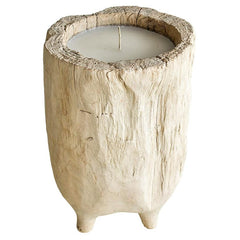 CANDLE TEAK WOOD BLEACHED 40x40x40cm - Chora Mykonos