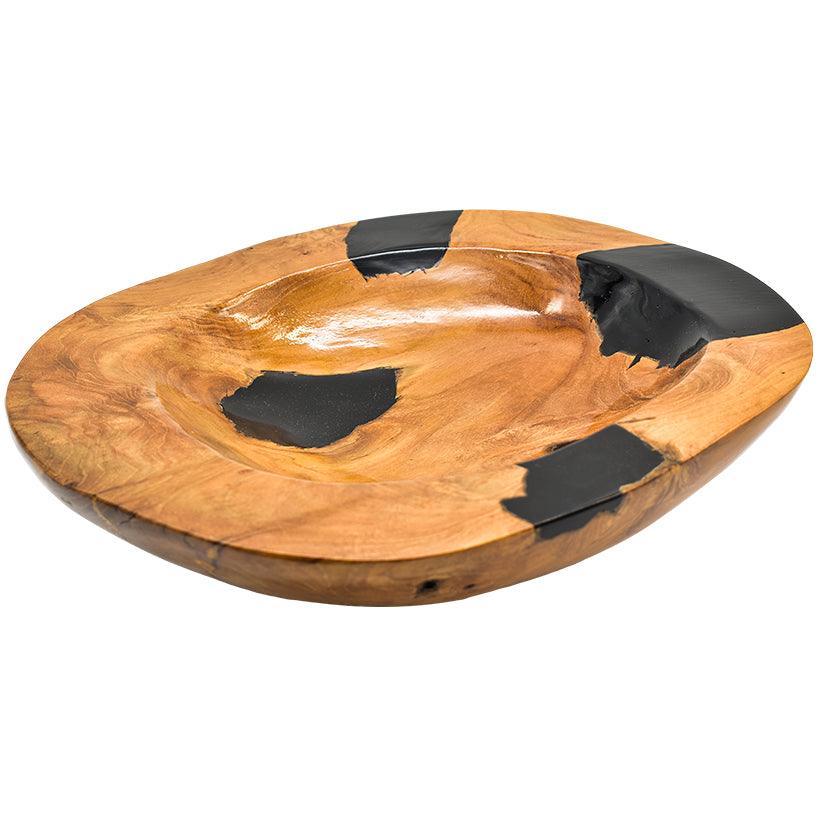 TEAK BOWL BLACK RESIN BLACK 30x25x9cm - Chora Mykonos