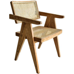 DINING CHAIR VIENNA STRAW RATTAN & WOOD 56x50x80cm - Chora Mykonos