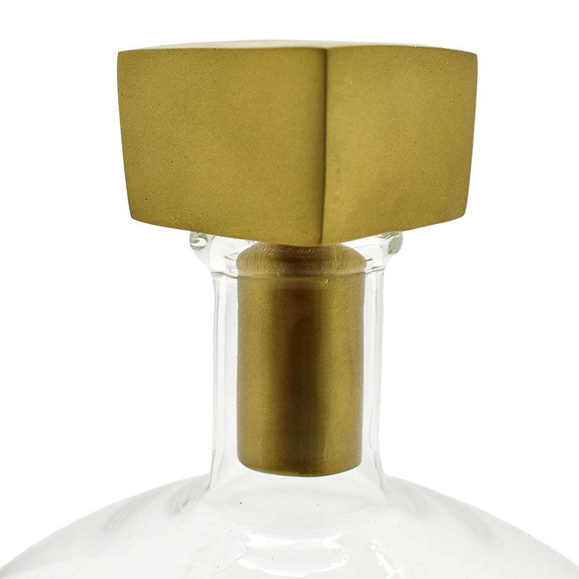 EXQUISITE BRASS FINISH DECANTER WITH CUBE STOPPER - Chora Mykonos