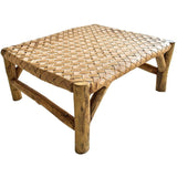 NATURAL BENCH WITH VINYL STRAPS 95x85x40cm - Chora Mykonos